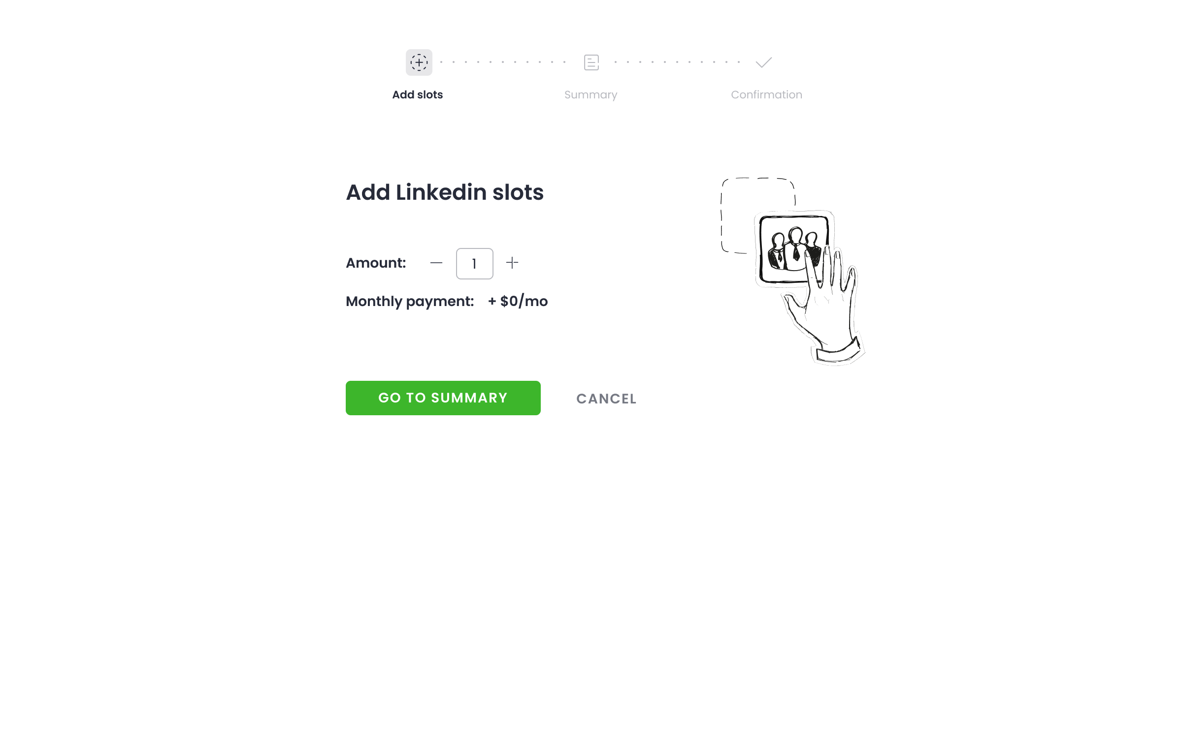 Add LinkedIn slots — dotychczasowy widok dodawania slotów