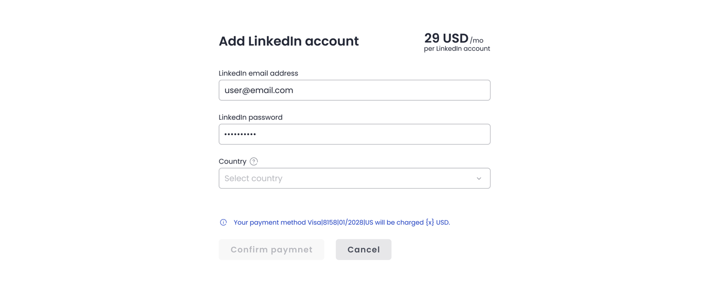 Podłączanie konta LinkedIn z poziomu aplikacji